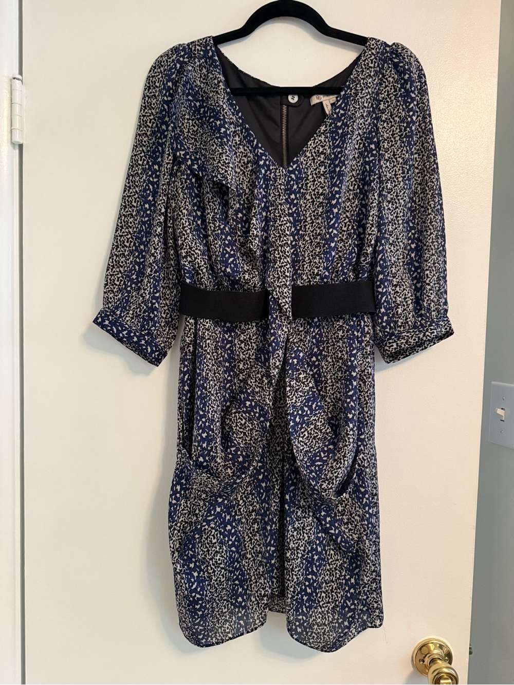BCBGeneration Navy and Black Printed Dress